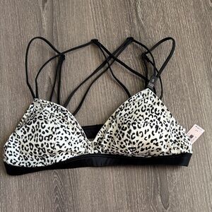 NWT 2016 Victoria's Secret Black and White Leopard Bralette Size Small